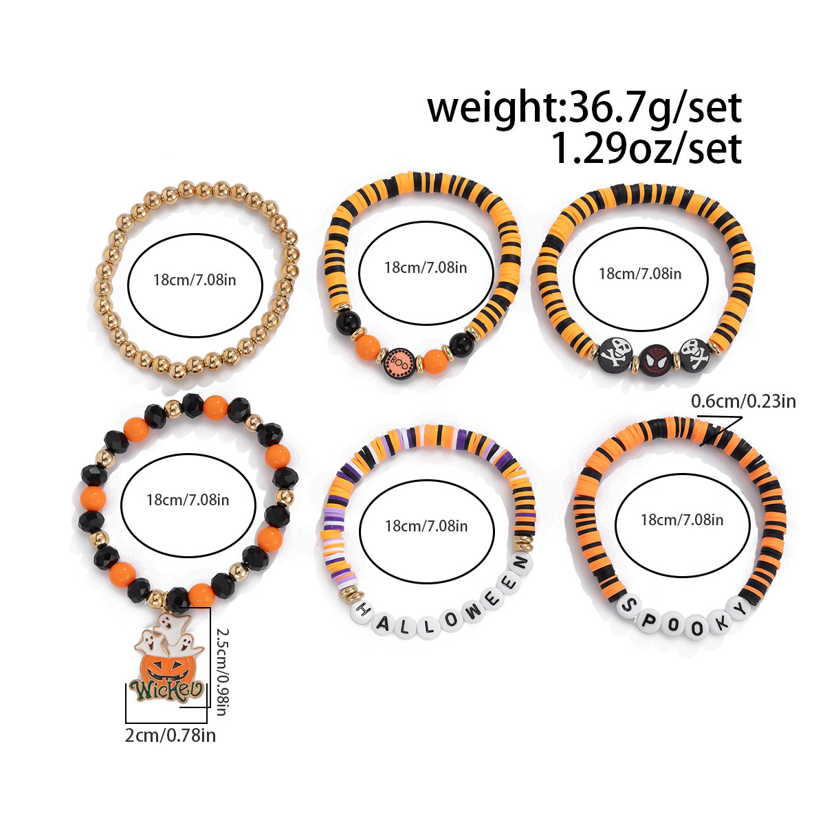 21g Weight Alloy Pendant Material Bracelets Classification CCB, Arylic, soft clay Chain Material 1 Set Quantity Festival Occasion CCB, Arylic, Alloy Material Halloween Festival Pumpkin, Bat, Ghost Pattern Women's Gender Beaded, Enamel Design Funny Style Funny Pumpkin Bat Ghost CCB Arylic Alloy Beaded Bracelets Wholesale 35