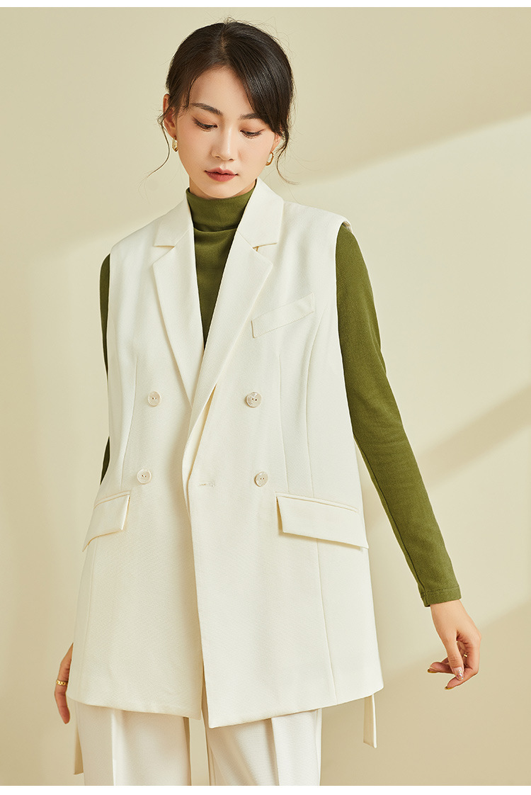Áo vest gile nữ không tay phong cách retro, thiết kế độc đáo mặc xuân thu — Áo Vest Đen (không có cổ áo) chi tiết 12