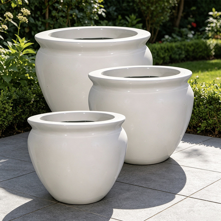 Round Fiberglass Flower Pot, Floor-Standing Creative Balcony Flower Tub, Minimalist Style Fiberglass Flower Bowl, Direct Manufacturer