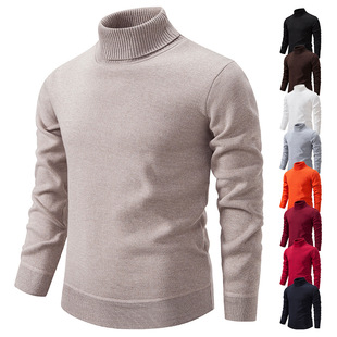 Foreign trade turtleneck sweater men's autumn and winter men's loose trend thickened knitted wool pullover solid color long sleeve base shirt
