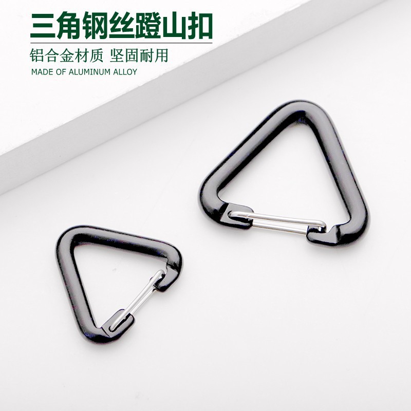 Steel Wire Triangle Carabiner Quick-Hook Buckle No. 3 Triangular Small Spring Buckle Aluminum Backpack Buckle Keychain Outdoor