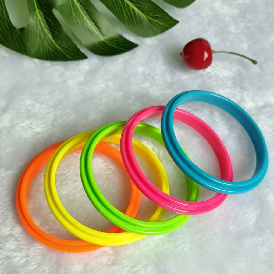 塑料手镯1cm三条夸张彩色荧光色手环个性跨境鲜艳流行韩工厂时尚