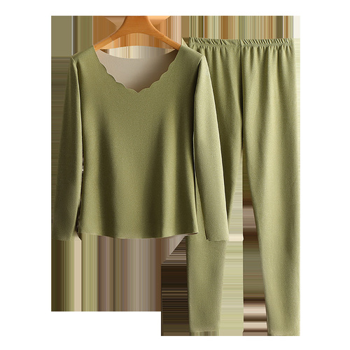 DeRong Seamless Thermal Underwear Set Women's Silk Double-sided Long-Sleeved Comfortable Autumn Clothes Autumn Pants Plus Velvet Basement Set
