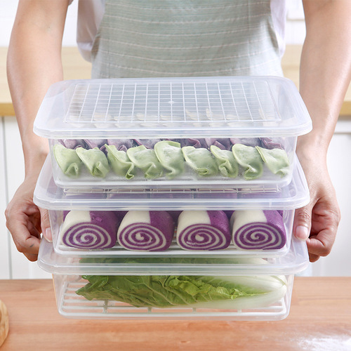 Kitchen classification drain box plastic large fish box seafood vegetable rectangular refrigerator refrigerated storage storage box