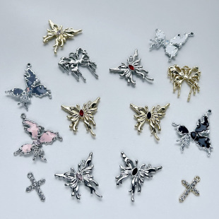 Alloy oil drop drill butterfly pendant handmade DIY necklace bracelet shoe ornaments bag jewelry accessories material wholesale