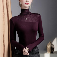 高领打底衫女2025秋季新款内搭时尚洋气小衫修身女装蕾丝拼接上衣