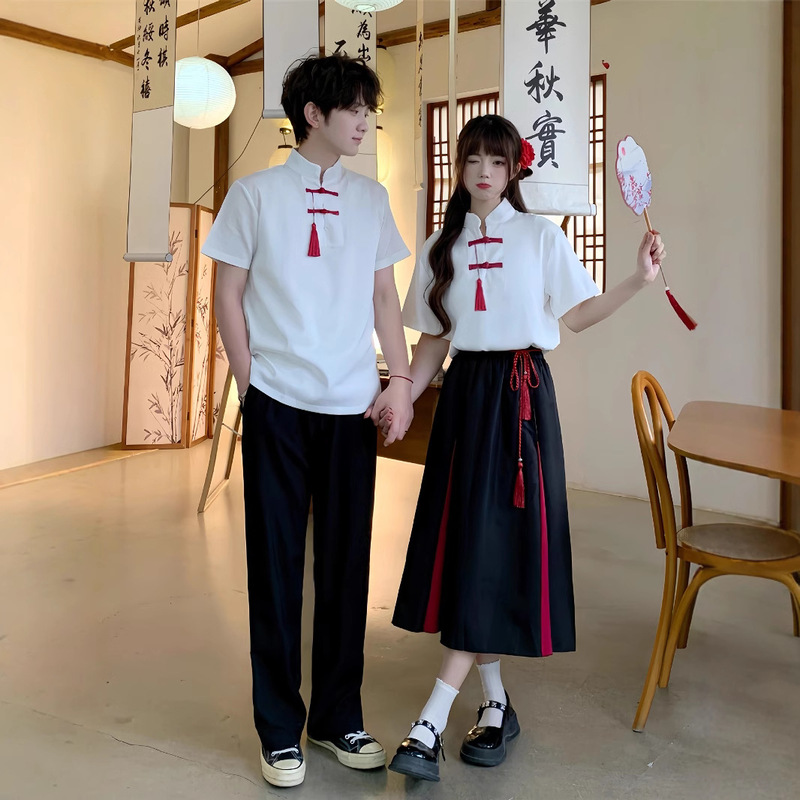 Antique Hanfu Class Uniform suit Junior High School Students Red Song Competition Recitation Chorus Performance Uniform Senior high school Students Graduation Uniform