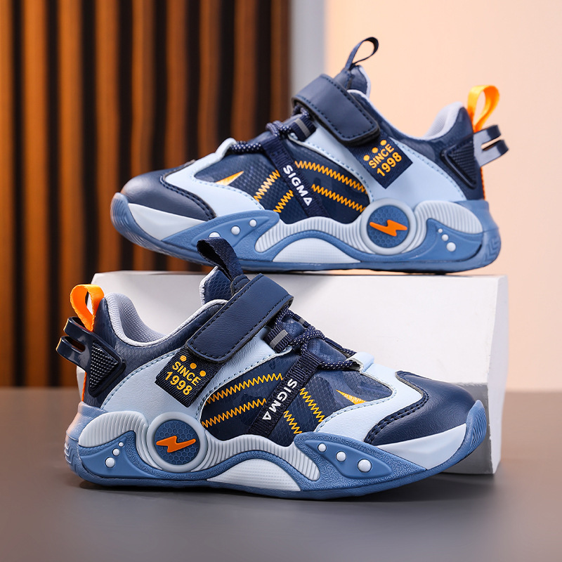 Girls' Shoes, Spring and Autumn Models, Children's Leather Waterproof Sports Shoes, Medium and Large Children's Running Shoes, Boys' Soft-Soled Non-Slip Basketball Shoes