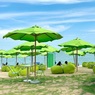Outdoor Parasol Aluminum Alloy Mid-pillar Umbrella Internet Celebration Seaside Beach Attractions Sun Umbrella Outdoor Milk Tea Shop Advertising Umbrella