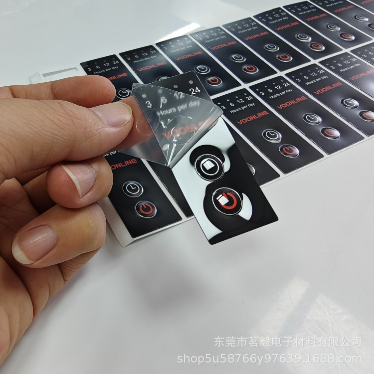 工厂加工PC鼓包压包面板  PVC触摸按键控制面贴 PET按键触摸膜片