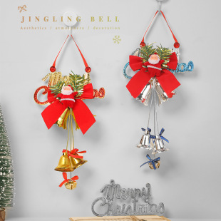 Cross-Border Hot Selling Christmas Decoration Bells Plastic Electroplated Bells Christmas Tree Bow Hangings Manufacturer Wholesale