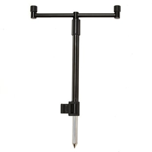 Cross-border 2-section black zinc alloy ground bracket 2-head horizontal bar library fishing rock fishing rod frame sea rod hand rod bracket