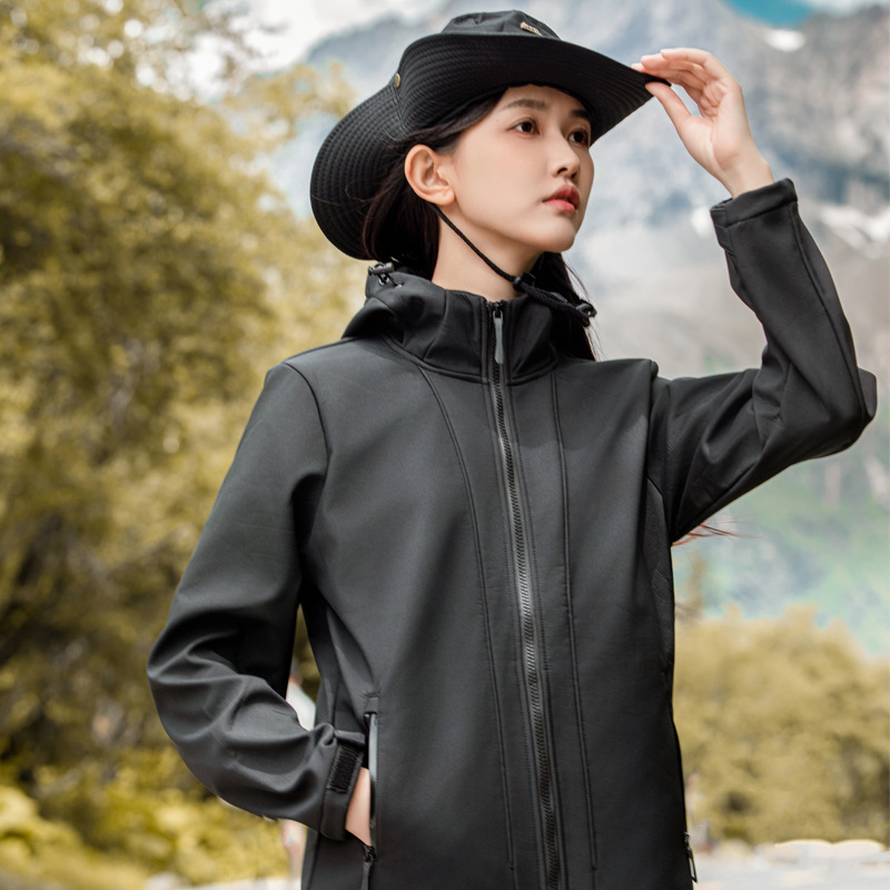 Al aire libre chaqueta de asalto con capuz de pesca con capuz para hombres de otoño y invierno chaqueta de montaña impermeable con capuz de lana para mujeres