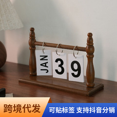 Ins風北欧卓上カレンダー中国語木製ページめくりカレンダー寝室リビングデスクトップ置物幼稚園撮影道具