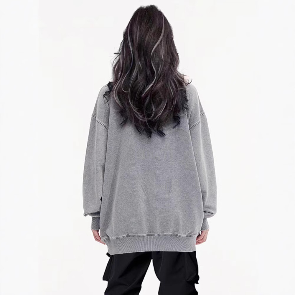 2024 letras de impresión camiseta de moda casual cuello redondo hombre y mujer chaqueta de manga larga abrigo suelto gran camiseta versátil