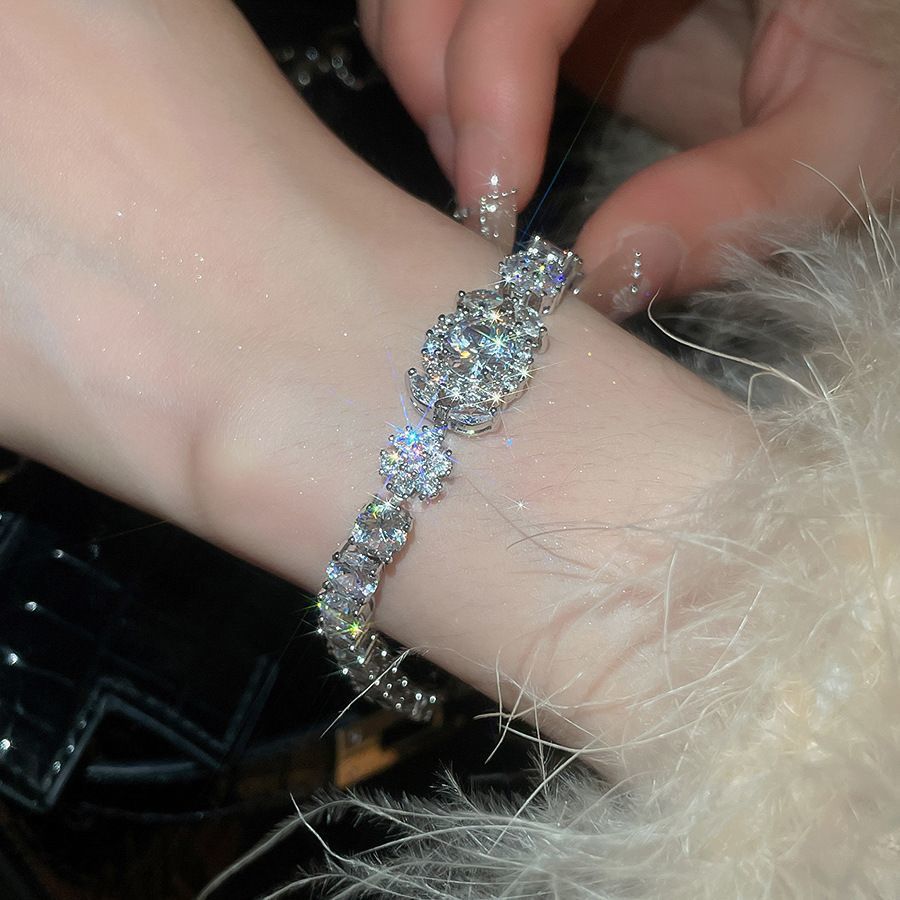 Pulsera de flores cuadrada geométrica de piedra de silicio lujosa pulsera de alta calidad temperamento exquisito personalidad joyas al por mayor