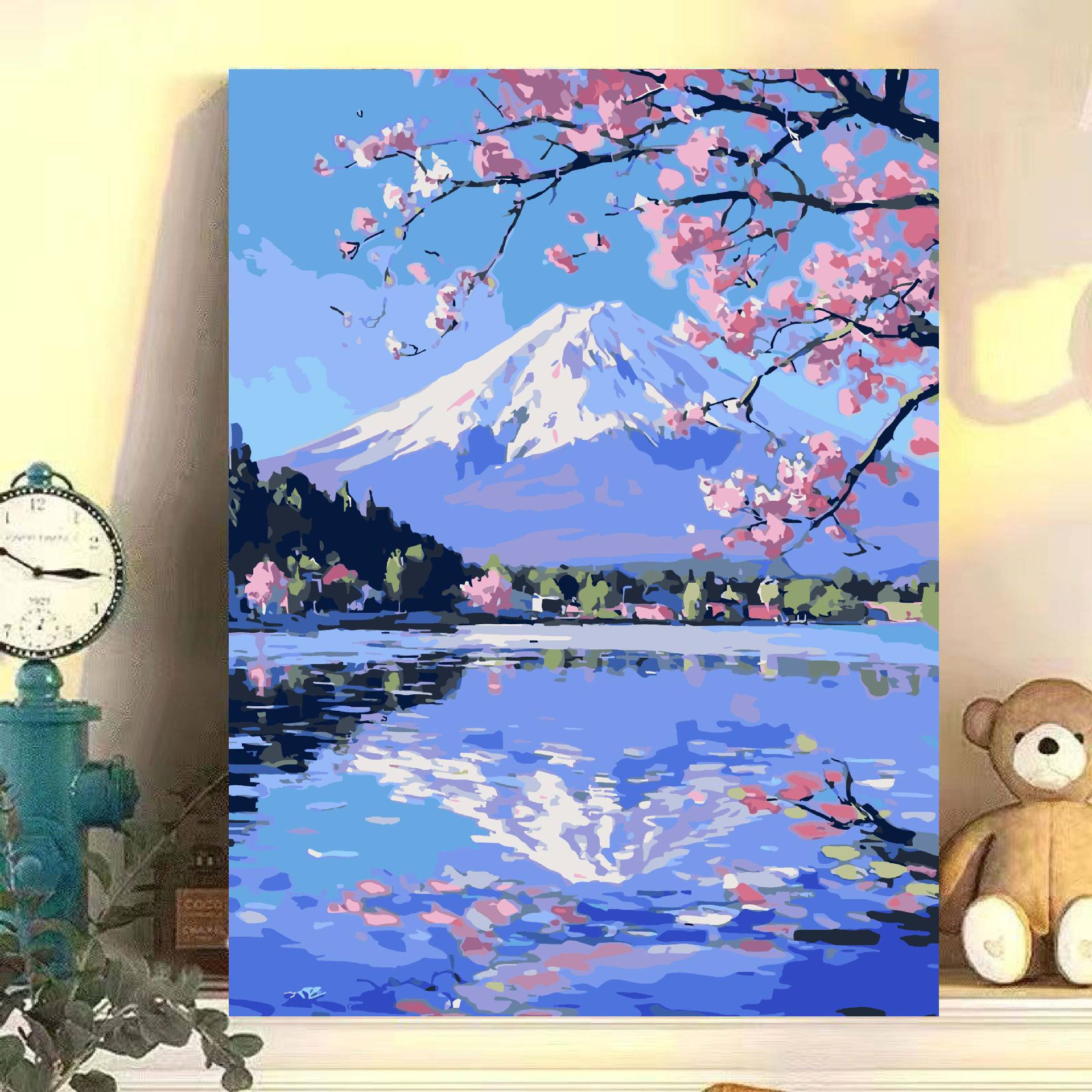 Paisaje floral diy relleno manual acrílico pintura al óleo digital de alto valor de color curado 0 pintura al óleo de relleno base en el viento