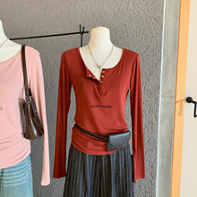 WGWE7535广州十三行女装早秋装新款小个子圆领长袖T恤打底衫上衣