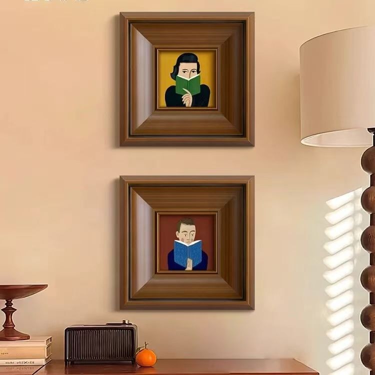 French Niche Art Living Room Decoration Painting Nordic Retro Mid-Century Style Entrance Bedroom Corridor Portrait Hanging Painting