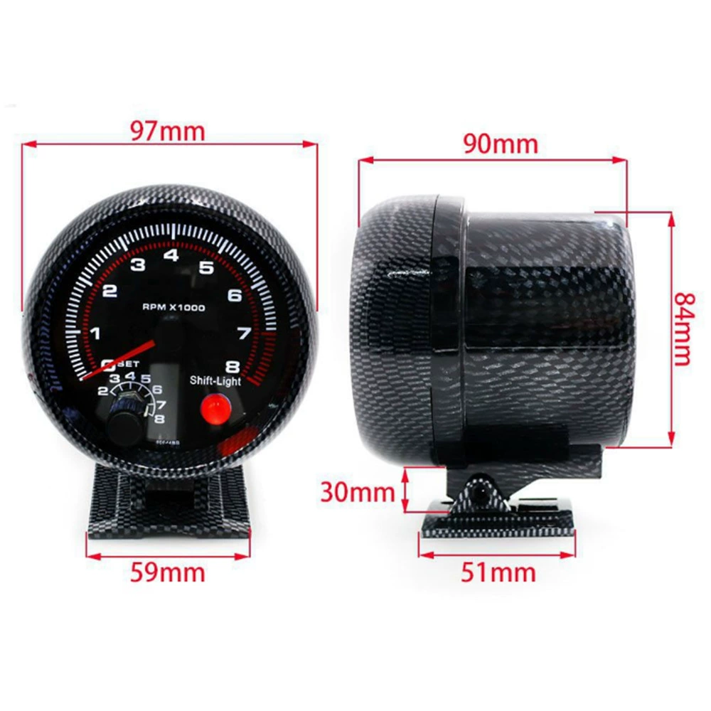 12V автомобильный модифицированный инструмент 0-8000 об/мин черная поверхность карбоновый рисунок 4-6-8 цилиндров бензиновый автомобиль универсальный 3.75 дюйма