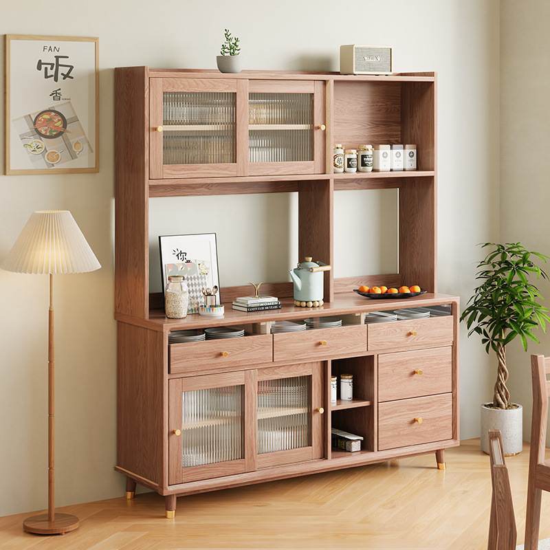 Modern Simple Changhong Glass Ash Solid Wood Sideboard Home Entry Complete Set of Multi-Layer Drawer Storage Cabinet