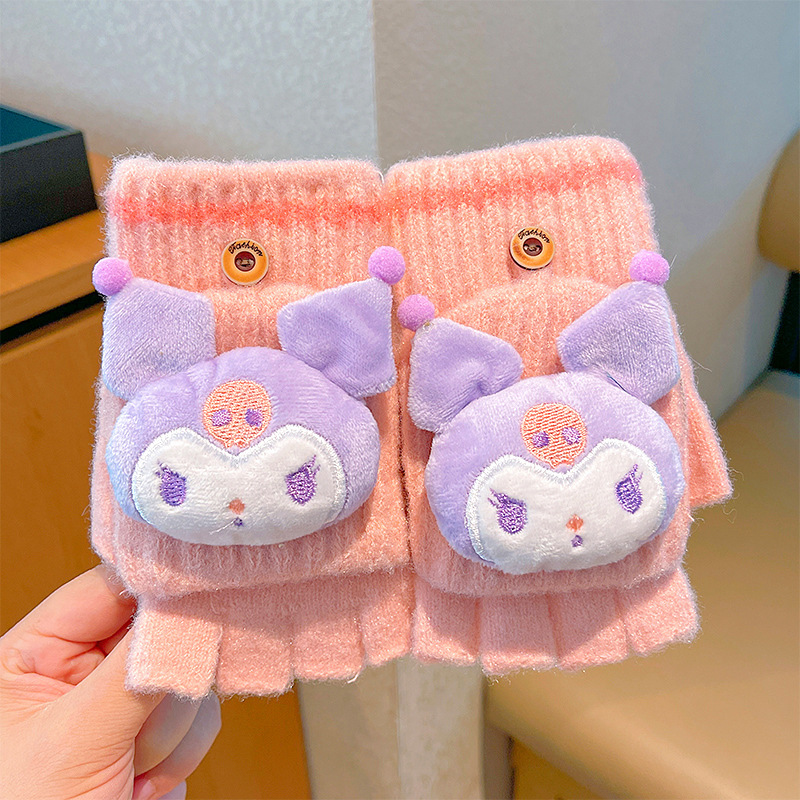 Guantes pequeños para niños, cunas de medio dedo para bebés, niñas y niños, engrosados en invierno, cálidos y a prueba de viento, juegos de cinco dedos para bebés y niños pequeños en otoño e invierno