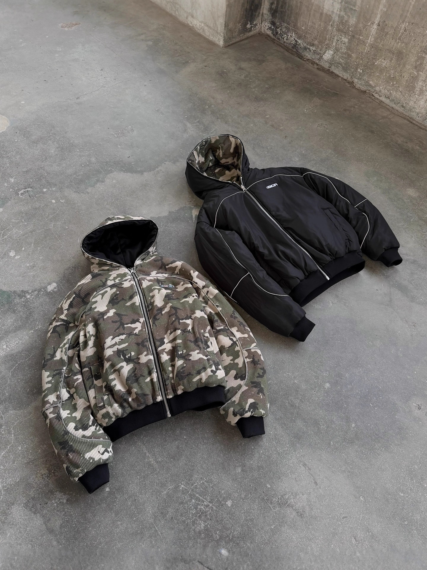 Retro camouflage trend double-sided design hoody