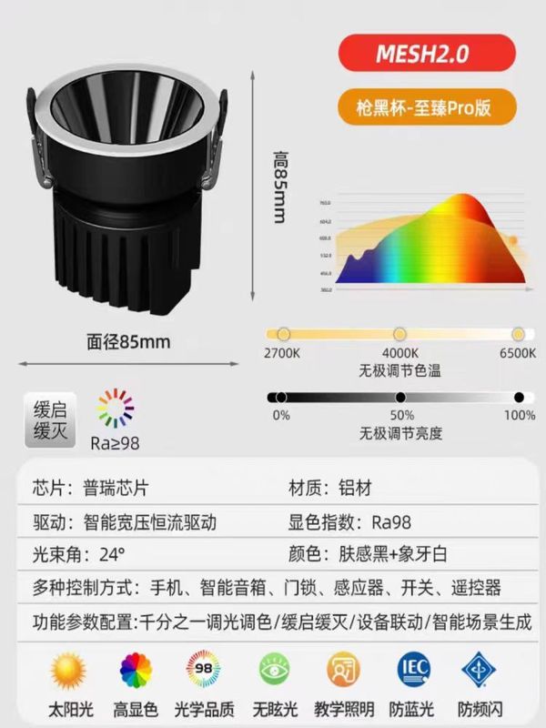 已接入米家APP智能语音射灯批发 深防眩高显指.调光调色无主射灯|undefined