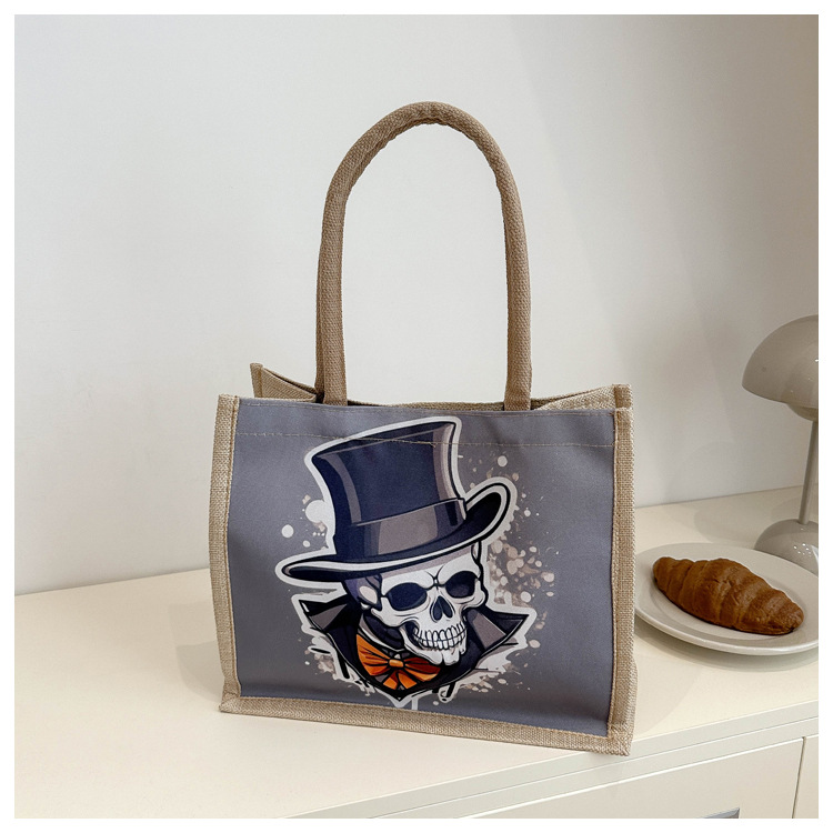 New fashionable skull canvas bag, women's large-capacity tote bag, single-shoulder bag for classes, 2024 fashionable tote bag undefined