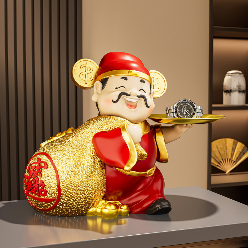 财神爷摆件新店开业大吉礼物高档店铺前台收银台玄关收纳乔迁礼品|undefined