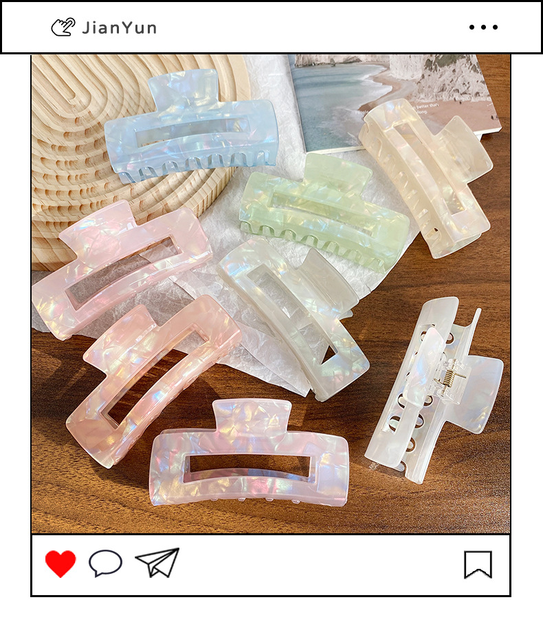 48g Weight Hair Claws Hair Accessories Type Korean Style Colorful Mermaid Grip Large Imitation Acetic Acid Shark Clip Sweet Hair Clip Hair Accessories High-Grade Headdress For Women
