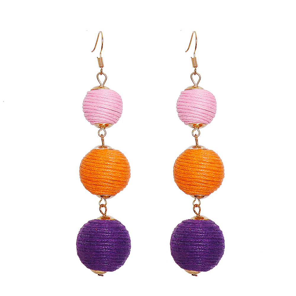 50006 New Cross-Border Bohemian Ethnic Earrings Winding Ball Earrings Wax Ball Earrings Factory Dire