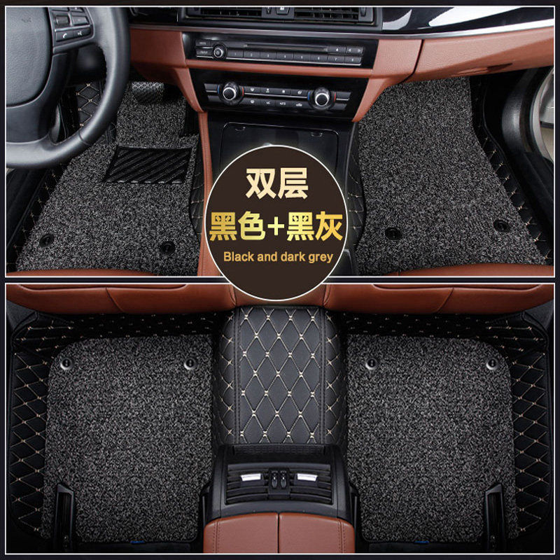Universal Foot Pad, BMW Cooper 2-Door 2010-2016 - black-gold-black-gray-silk-ring-double-layer-phone-pocket-note-car