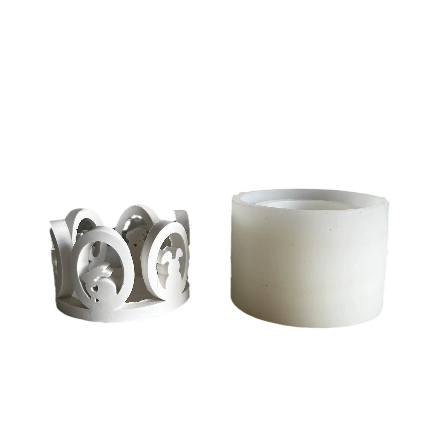 Hollow ring rabbit lamp silicone mold tea lamp candlestick Easter gypsum ornament mold