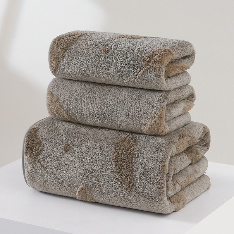 Toallas de lana de coral transfronterizas, toallas de baño, toallas de baño de secado rápido absorbentes de agua de doble cara para el hogar, toallas de pareja, toallas de baño para niños y madres