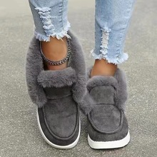 2022冬季新款大碼外貿女鞋純色絨布超毛絨內里聚氨酯輕便棉鞋女