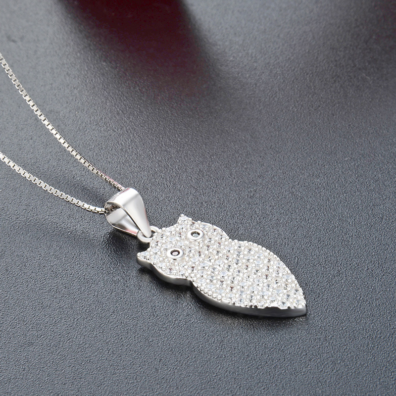 Transfronterizo nuevo 925 plata hermoso collar búho mujer europea y americana alta sensación simple colgante de clavícula de animales