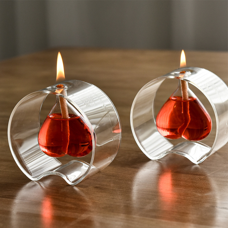 Mxmade creativo cristal transparente amor lámpara de aceite característico regalo de boda en lugar de candelabro