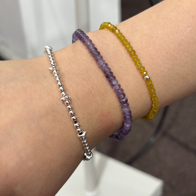 Unique Natural Stone Bracelet for Women, Korean Style, Trendy and Minimalist, Cool Style, Simple Disc Beads, Silver Ball Jewelry Unique Natural Stone Bracelet for Women, Korean Style, Trendy and Minimalist, Cool Style, Simple Disc Beads, Silver Ball Jewelry