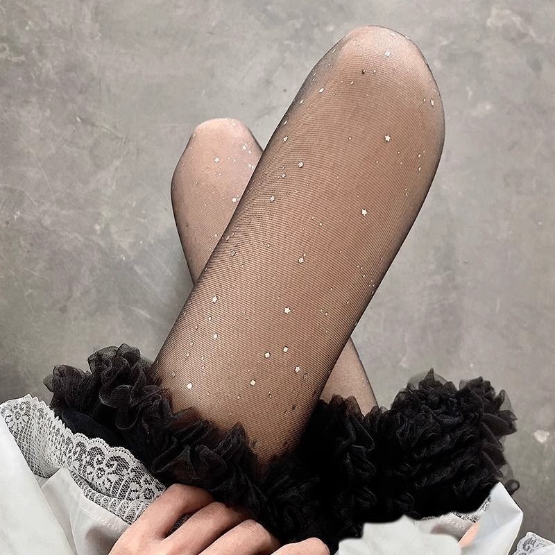 愛の白いストッキングの女性の春夏の薄いタイプの甘い蝶結びの白いタイツのロリータの丸い波はjk黒い糸をつけます。|undefined