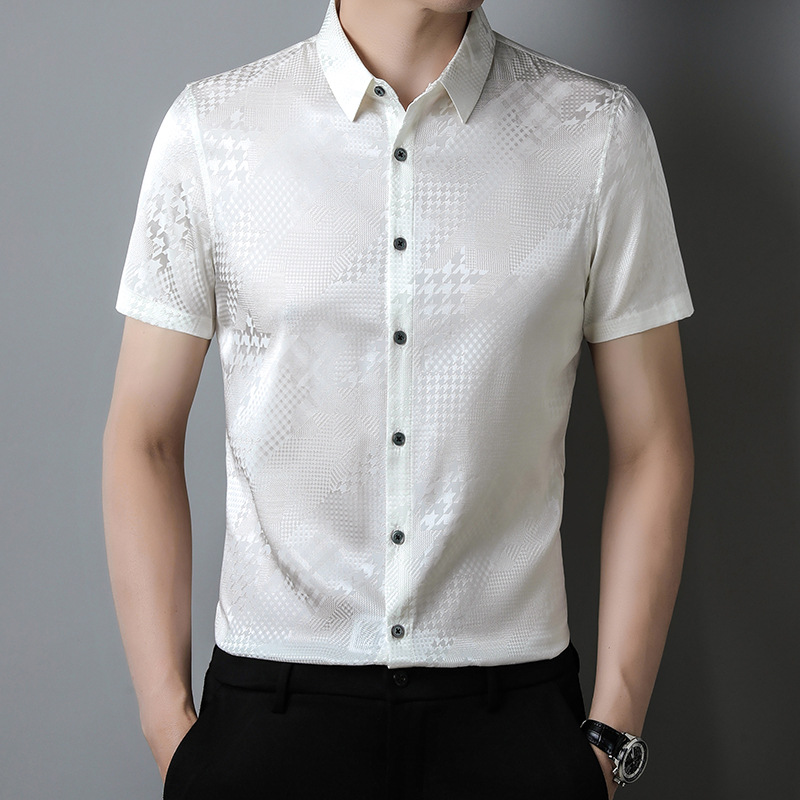 Silk casual solid color summer thin breathable fashionable shirt