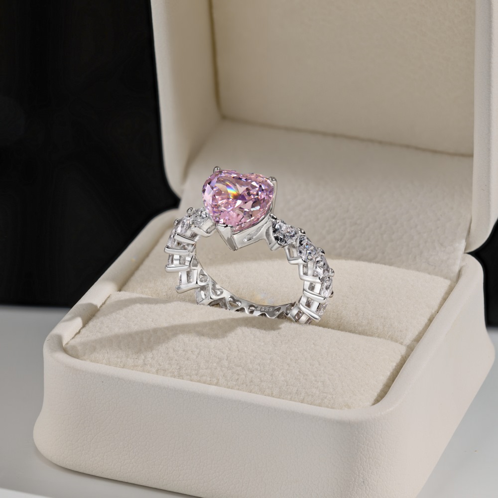 7g Weight Zircon Inlay Material Open Rings, Rings Classification 5, 9, Adjustable Ring Size 1 Piece Quantity Holiday, Daily Occasion 925 Sterling Silver Material Heart Shape Pattern Women's Gender Plating, Inlay Design Basic, Simple Style, Classic Style Style 925 Sterling Silver Zircon Heart Shape Open Rings Rings 80