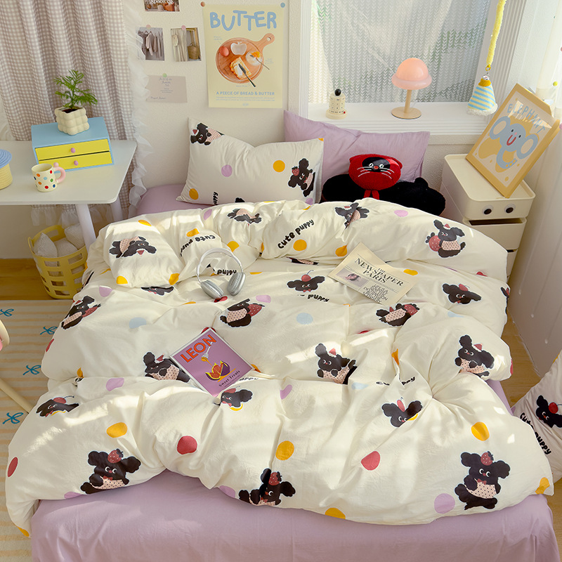 워시드 코튼 프린트-블랙 개