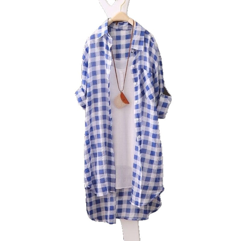 Summer Shirt Sun Protection Clothing for Women, Mid-Length, Long-Sleeved, Loose-Fitting, Korean Style, Student Casual Sun Protection Thin Coat Shirt for Women