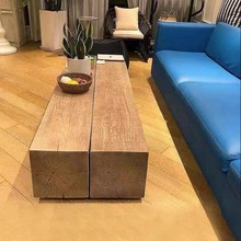 实木服装店接待木墩茶几田园风民宿原木沙发桌子创意木头矮桌子