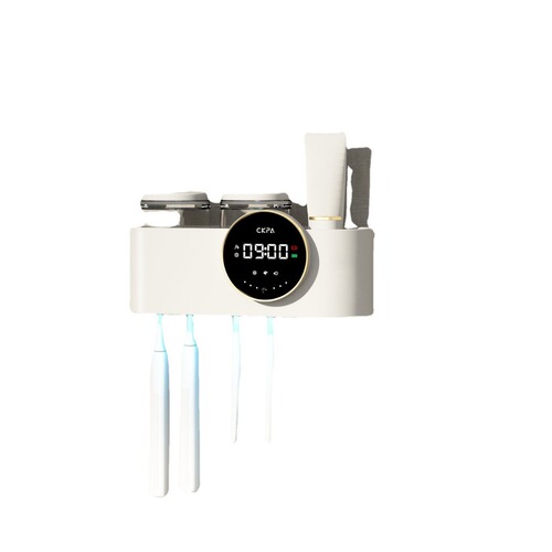 Factory Direct Sale H2 Dual Cup UV Toothbrush Disinfection Smart Tooth Cup Dryer Hole-Free Wall-Mounted Storage Rack