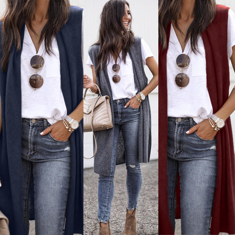 Women's Streetwear Solid Color Placket Vest Vest display picture 4