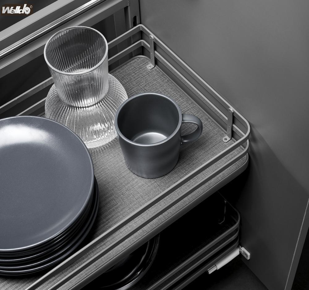 Welldo/纬东 橱柜转角拉篮转角小怪物拉篮四篮联动拉篮置物收纳篮