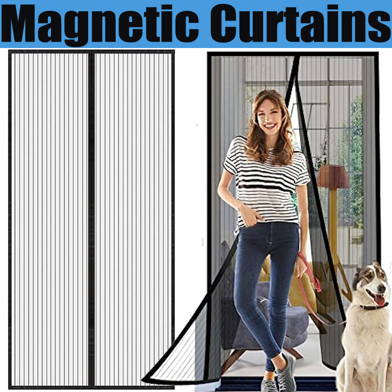 Magnetic Soft Yarn Door Curtain Wear-free Magnetic Strip Summer Anti-mosquito Door Curtain Encrypted Embroidered Yarn Curtain Soft Door Curtain Self-adhesive Door Curtain