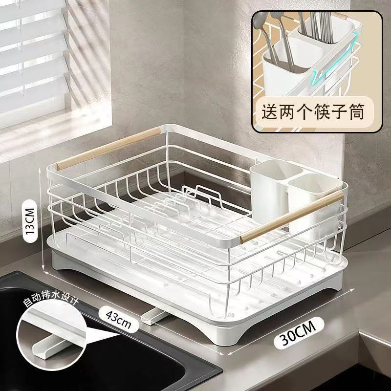 Cocina transfronteriza cubierta de drenaje de material de hierro forjado cuenco impermeable, cocina de cocina, taza de agua, estante de almacenamiento de gran capacidad